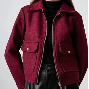 SALE:  NWT WINE BURGANDY OR OLIVE WAIST CROP ZIP JACKET